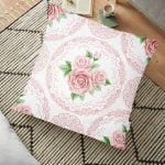 Açık Gri Zigzag Temalı Kuş Motifli Dekoratif Yer Minderi - 70 x 70 cm Realhomes