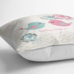 - yerminderi-YER-2392-1 - Realhomes  Açık Gri Zigzag Temalı Kuş Motifli Dekoratif Yer Minderi - 70 x 70 cm Realhomes