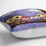 - yerminderi-YER-240-1 - Realhomes  Baykuş Resimli Dijital Baskılı Dekoratif Yer Minderi - 70 x 70 cm Realhomes