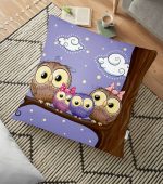 - yerminderi-YER-240 - Realhomes  Baykuş Resimli Dijital Baskılı Dekoratif Yer Minderi - 70 x 70 cm Realhomes