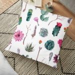 Mint Yeşili Çöl Bitkisi Modern Yer Minderi - 70 x 70 cm Realhomes