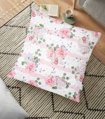 Pudra Beyaz Yatay Temalı Dijital Baskılı Yer Minderi - 70 x 70 cm Realhomes