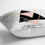 - yerminderi-YER-2406-1 - Realhomes Yaldız Renk Ters Üçgen Desenli Dekoratif Yer Minderi - 70 x 70 cm Realhomes