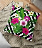 Kara Zigzag Desenli Ogea Motifli Dekoratif Yer Minderi - 70 x 70 cm Realhomes