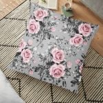 Pudra Renk Prenses Taç Motifli Dijital Baskılı Yer Minderi - 70 x 70 cm Realhomes