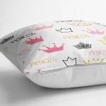 - yerminderi-YER-2421-1 - Realhomes  Pudra Renk Prenses Taç Motifli Dijital Baskılı Yer Minderi - 70 x 70 cm Realhomes