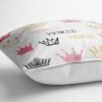 - yerminderi-YER-2425-1 - Realhomes  Üç Renkli Prenses Tacı Motifli Modern Dijital Baskılı Yer Minderi - 70 x 70 cm Realhomes