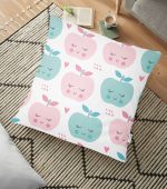 - yerminderi-YER-2426 - Realhomes Renkli Elmalar Dijital Baskılı Yer Minderi - 70 x 70 cm Realhomes