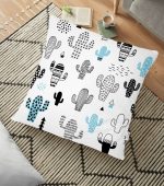 - yerminderi-YER-2427 - Realhomes  Puanlı Çöl Bitkisi Tasarımlı Dijital Baskı Yer Minderi - 70 x 70 cm Realhomes