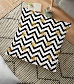 - yerminderi-YER-2428 - Realhomes  Kar Tanesi Motifli Zigzag Temalı Dijital Baskılı Yer Minderi - 70 x 70 cm Realhomes