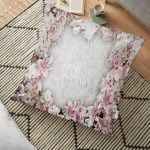 Lekeli Kelebekler Çizimli Dekoratif Yer Minderi - 70 x 70 cm Realhomes