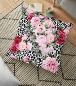 Leopar Temalı Kavaniçe Desenli Dijital Baskılı Yer Minderi - 70 x 70 cm Realhomes