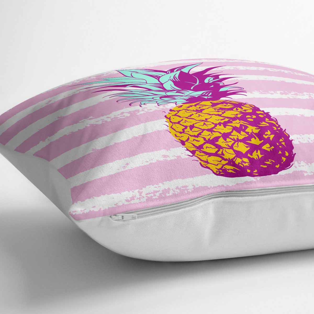 Canlı Renkli Ananas Motifli Dijital Baskılı Yer Minderi - 70 x 70 cm Realhomes