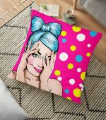 - yerminderi-YER-244 - Realhomes  Pop Art Dijital Baskılı Dekoratif Yer Minderi - 70 x 70 cm Realhomes