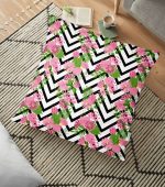 - yerminderi-YER-2442 - Realhomes  Zigzag Zebra Desenli Ogea Desenli Dekoratif Yer Minderi - 70 x 70 cm Realhomes