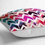 - yerminderi-YER-2446-1 - Realhomes  Nilüfer Temalı Zigzag Desenli Dijital Baskılı Yer Minderi - 70 x 70 cm Realhomes