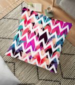 - yerminderi-YER-2446 - Realhomes  Nilüfer Temalı Zigzag Desenli Dijital Baskılı Yer Minderi - 70 x 70 cm Realhomes