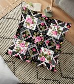 - yerminderi-YER-2454 - Realhomes  Kavaniçe Kare Desenli Dekoratif Yer Minderi - 70 x 70 cm Realhomes