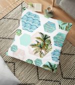 - yerminderi-YER-2455 - Realhomes Geometrik Palmiye Desenli Dijital Baskılı Yer Minderi - 70 x 70 cm Realhomes