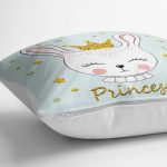 - yerminderi-YER-2458-1 - Realhomes Princess Tavşan Desenli Dekoratif Yer Minderi - 70 x 70 cm Realhomes