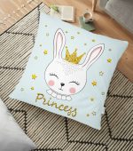 - yerminderi-YER-2458 - Realhomes Princess Tavşan Desenli Dekoratif Yer Minderi - 70 x 70 cm Realhomes