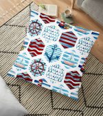 - yerminderi-YER-2475 - Realhomes Bordo Mavi Denizci Motifli Dijital Baskılı Yer Minderi - 70 x 70 cm Realhomes