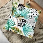 Mavi Çizgi Desenli Kavaniçe Çiçek Motifli Yer Minderi - 70 x 70 cm Realhomes