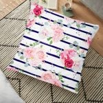 Pudra Çiçekler Temalı Dijital Baskılı Yer Minderi - 70 x 70 cm Realhomes