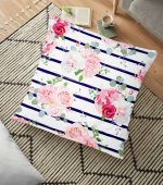 - yerminderi-YER-2498 - Realhomes Mavi Çizgiler Desenli Dijital Baskılı Yer Minderi - 70 x 70 cm Realhomes