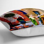 - yerminderi-YER-25-1 - Realhomes  Osmanlı Halı Pazarı Tasarımlı Dijital Baskılı Dekoratif Yer Minderi - 70 x 70 cm Realhomes