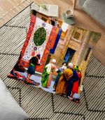 - yerminderi-YER-25 - Realhomes  Osmanlı Halı Pazarı Tasarımlı Dijital Baskılı Dekoratif Yer Minderi - 70 x 70 cm Realhomes