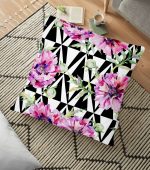 - yerminderi-YER-2500 - Realhomes  Geometrik Elmas Çizimli Dijital Baskılı Yer Minderi - 70 x 70 cm Realhomes