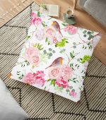 - yerminderi-YER-2512 - Realhomes Renkli Kuş Motifli Baskılı Dijital Baskılı Yer Minderi - 70 x 70 cm Realhomes