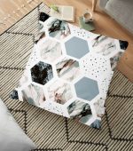 - yerminderi-YER-2513 - Realhomes  Hava Durumu Temalı Bal Peteği Motifli Dijital Baskılı Yer Minderi - 70 x 70 cm Realhomes