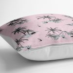 - yerminderi-YER-2518-1 - Realhomes  Pudra Renk Temalı Palmiye Adası Dijital Baskılı Yer Minderi - 70 x 70 cm Realhomes