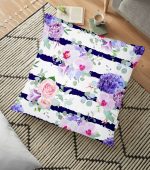 - yerminderi-YER-2528 - Realhomes  Sümbül Desenli Yatay Çizgili Dekoratif Yer Minderi - 70 x 70 cm Realhomes