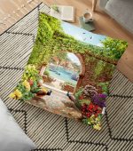 - yerminderi-YER-253 - Realhomes Tavuz Kuşu Dijital Baskılı Dekoratif Yer Minderi - 70 x 70 cm Realhomes