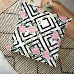 Palmiye Motifli Ada Desenli Dijital Baskılı Yer Minderi - 70 x 70 cm Realhomes