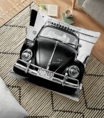 - yerminderi-YER-254 - Realhomes  Vosvos Resimli Dijital Baskılı Dekoratif Yer Minderi - 70 x 70 cm Realhomes