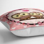 - yerminderi-YER-255-1 - Realhomes  Baykuş Resimli Dijital Baskılı Dekoratif Yer Minderi - 70 x 70 cm Realhomes