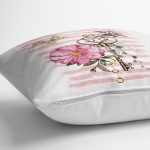 - yerminderi-YER-2572-1 - Realhomes  Anahtar Motifli Çiçek Desenli Çizgili Yer Minderi - 70 x 70 cm Realhomes