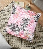 - yerminderi-YER-2574 - Realhomes RealHomes Renkli Yapraklar Desenli Modern Yer Minderi - 70 x 70 cm Realhomes