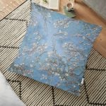 Yağlı Boya Yeşil Ağaç Motifleri Dijital Baskılı Yer Minderi - 70 x 70 cm Realhomes