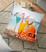 - yerminderi-YER-3004 - Realhomes  Deniz ve Yaz Temalı Modern Tasarımlı Dekoratif Yer Minderi - 70 x 70 cm Realhomes