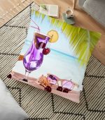 - yerminderi-YER-3009 - Realhomes  Deniz ve Yaz Tasarımlı Modern Dekoratif Yer Minderi - 70 x 70 cm Realhomes