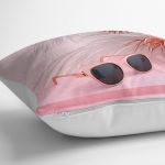 - yerminderi-YER-3013-1 - Realhomes  Pembe Zeminli Yaz Temalı Dekoratif Yer Minderi - 70 x 70 cm Realhomes