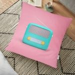 Pembe Zeminli Altın Gül 3D Baskılı Yer Minderi - 70 x 70 cm Realhomes