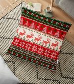 - yerminderi-YER-3021 - Realhomes  Kaneviçe Desenli Yılbaşı Tasarımlı Modern Yer Minderi - 70 x 70 cm Realhomes