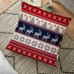 Kanaviçe Desende Christmas Teması Dijital Baskılı Yer Minderi - 70 x 70 cm Realhomes