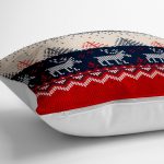 Kanaviçe Desende Christmas Teması Dijital Baskılı Yer Minderi - 70 x 70 cm Realhomes